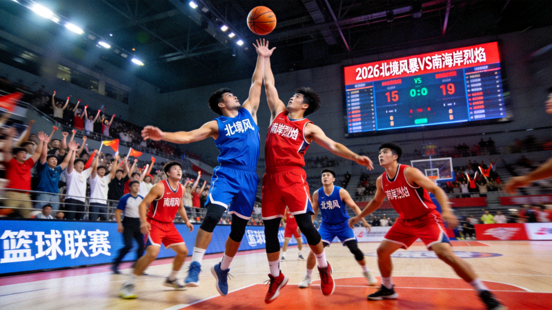 2026年北境风暴与南海岸烈焰激烈比赛现场画面 - 球员争抢篮球瞬间
